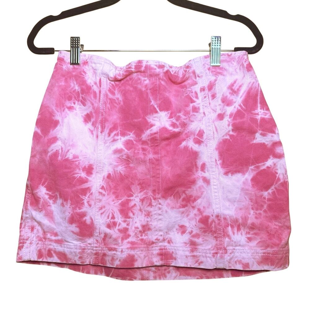 BDG Tie Die Pink Denim Mini Skirt Size Small Excellent Condition